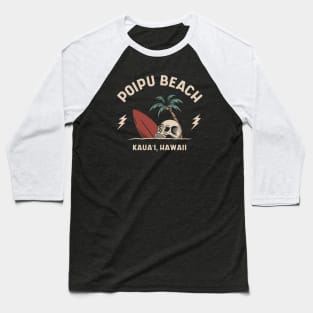 Vintage Surfing Poipu Beach Kauai Hawaii // Retro Surf Skull Baseball T-Shirt